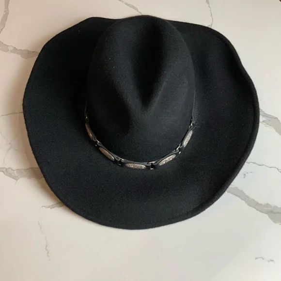 Scala Black Wool Felt Western Cowboy Hat with Concho Band - Picture 2 of 6